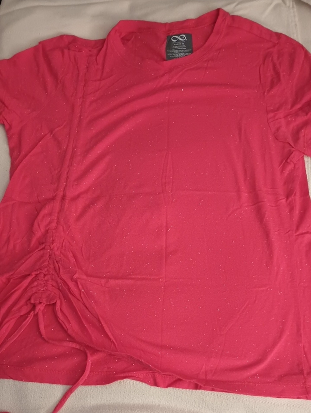 Sparkle Side-Ruched Pink Tee